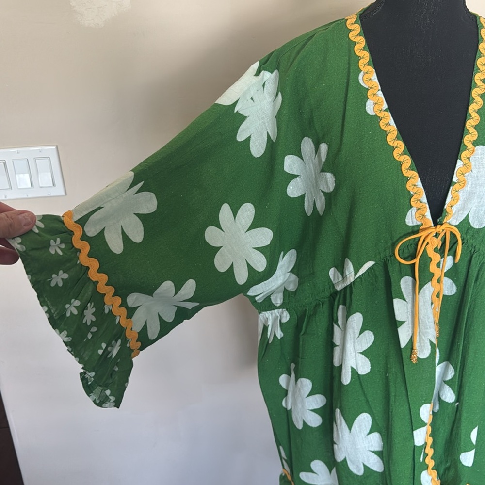 Anthropologie Green Floral Swim Coverup - Picture 4 of 7